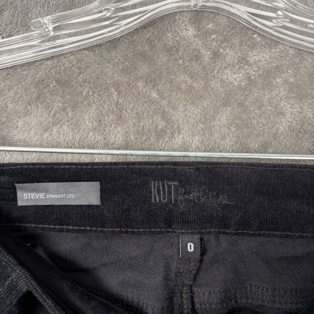 KUT From The Kloth Stevie Straight Leg Pants Women’s 0 Black Corduroy Y2k Preppy - Picture 4 of 8